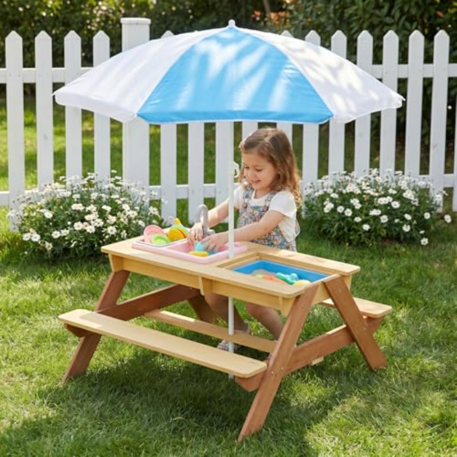 Kids Outdoor Table With Umbrella - Детский уличный стол для пикника с