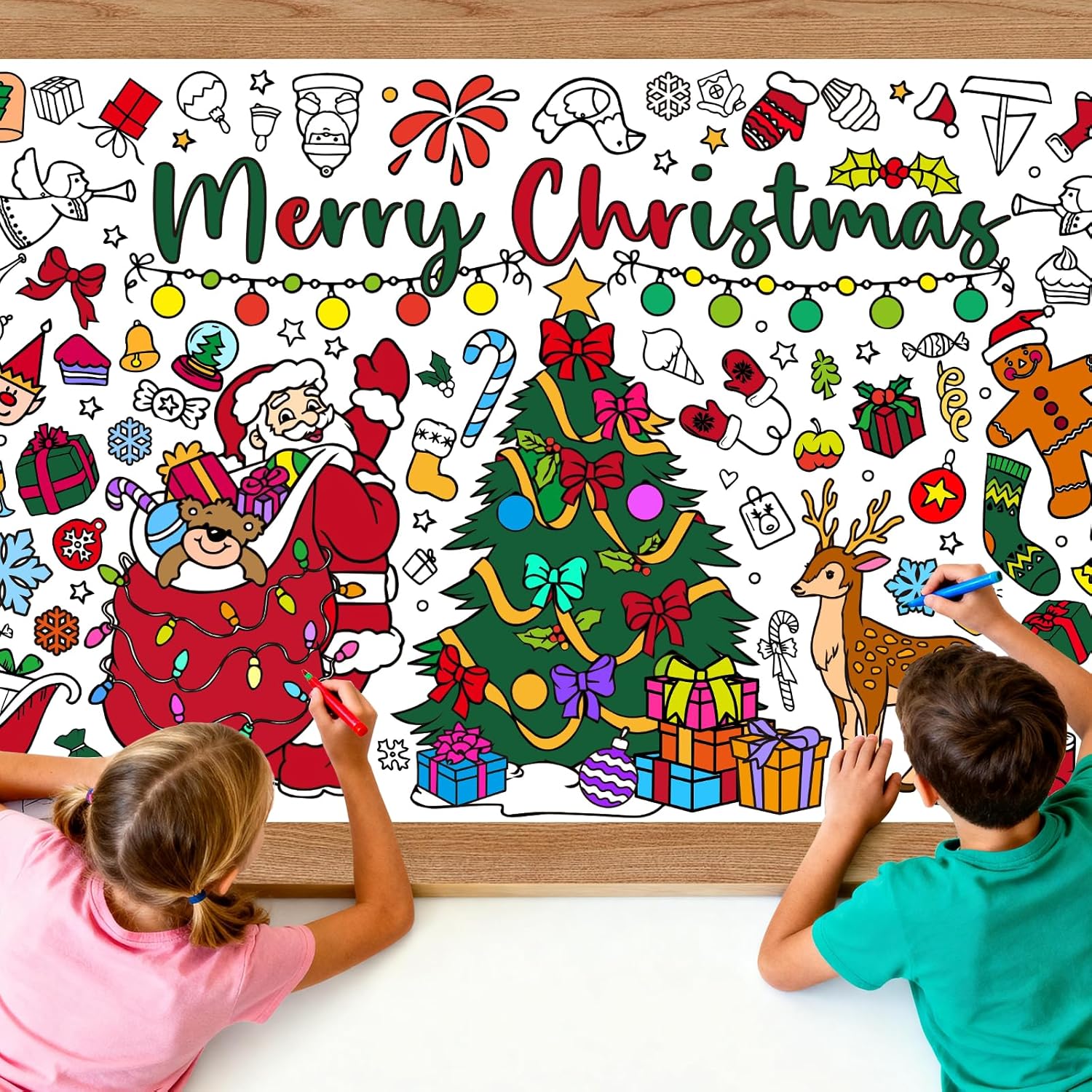 Kids Outdoor Xmas Gifts - Рождественский гигантский раскраска, постер, скатерть для