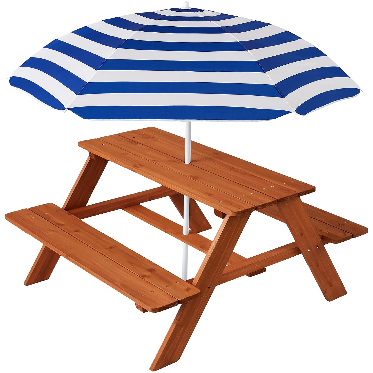 Kids Outdoor Table With Umbrella - Деревянный детский стол для пикника с