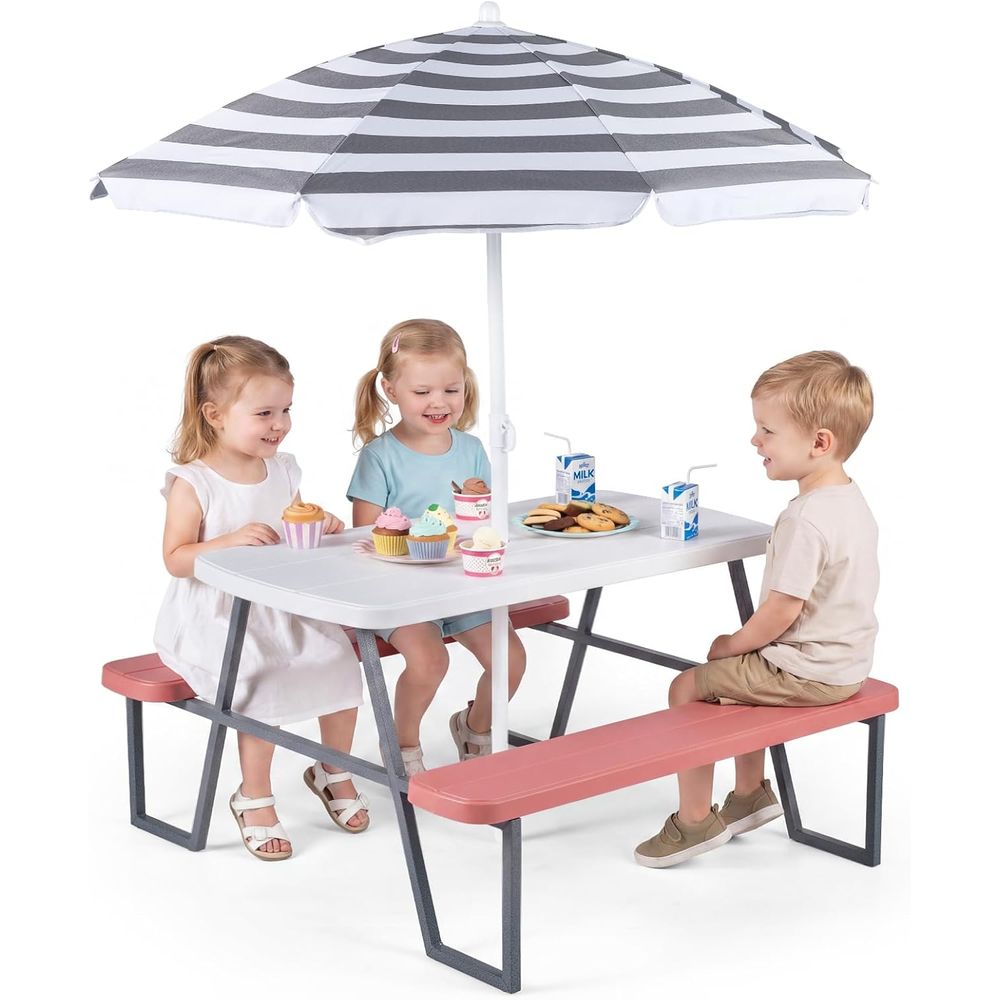 Kids Outdoor Table With Umbrella - Детский стол для пикника, набор уличных