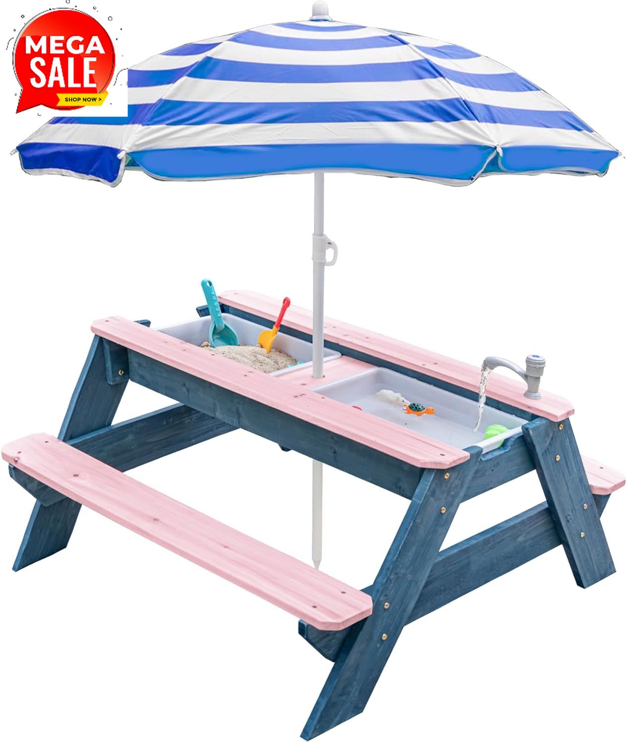 Детский столик 3-в-1 для песка – обзор и цена Kids Outdoor Table With Umbrella