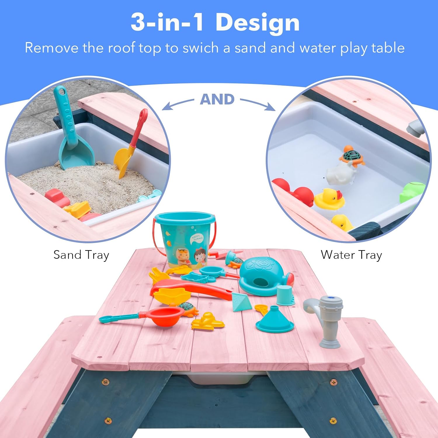 Детский столик 3-в-1 для песка – обзор и цена Kids Outdoor Table With Umbrella