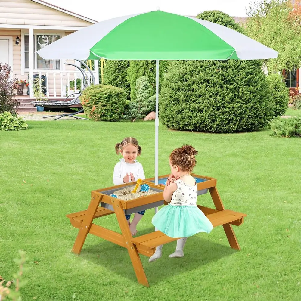 Детский столик-зонтик 3-в-1 с  – обзор и цена Kids Outdoor Table With Umbrella