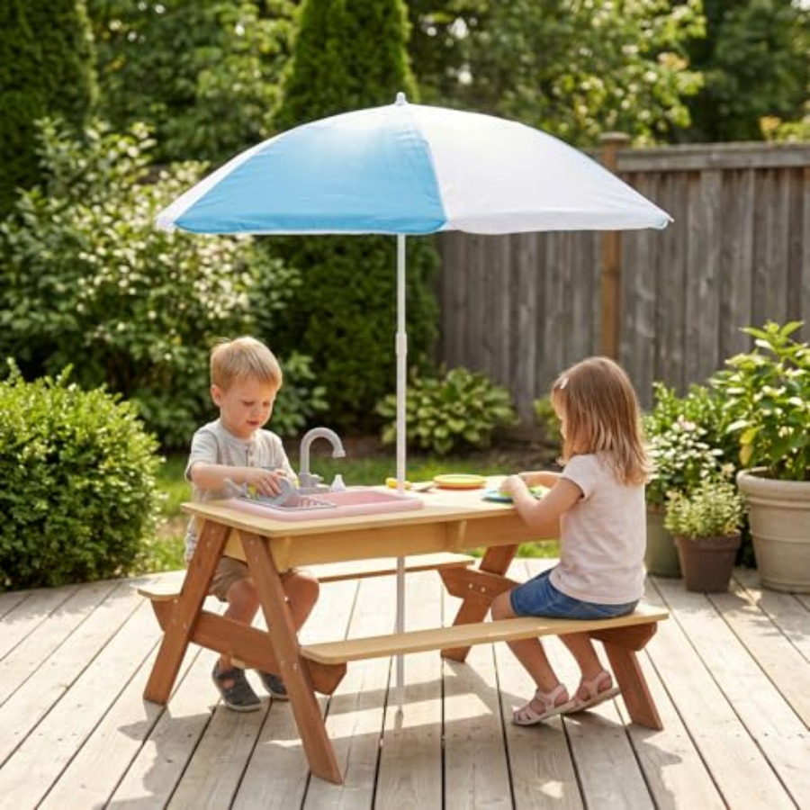 Детский уличный стол для пикни – обзор и цена Kids Outdoor Table With Umbrella