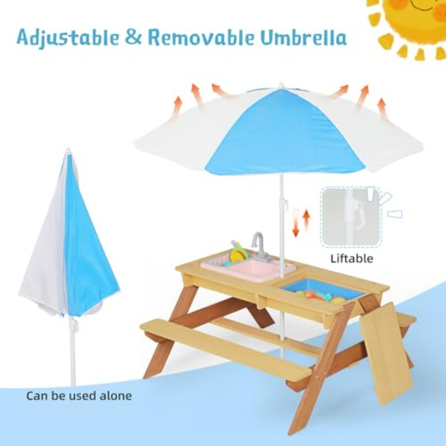 Детский уличный стол для пикни – обзор и цена Kids Outdoor Table With Umbrella