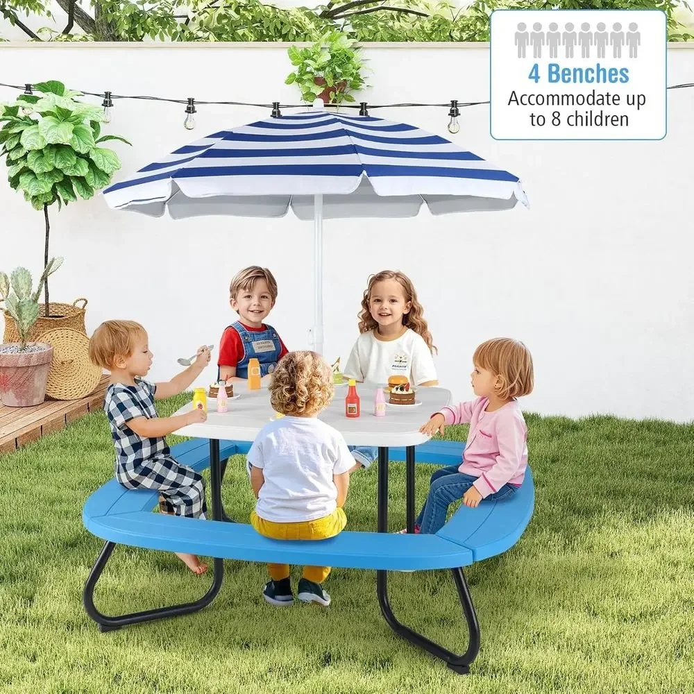 Детский пикниковый стол на 8 ч – обзор и цена Kids Outdoor Table With Umbrella