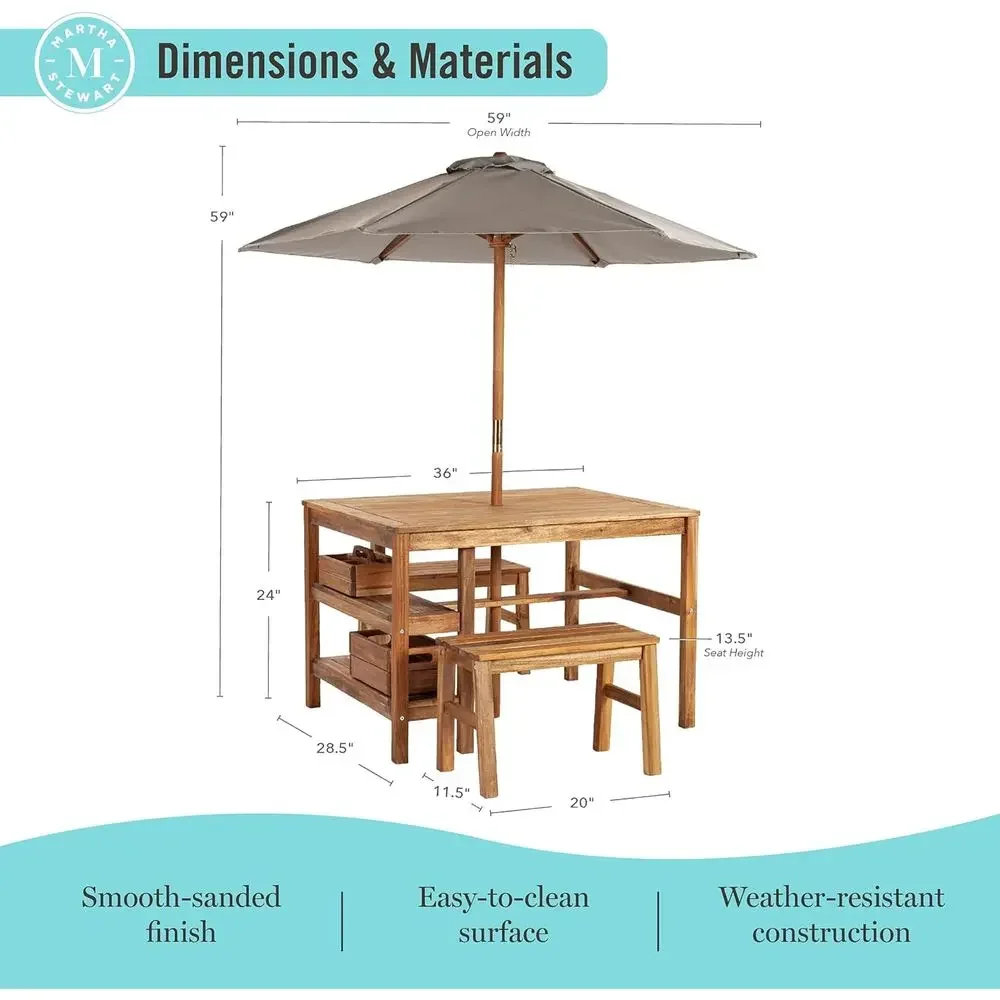 Детский уличный стол-коробка,  – обзор и цена Kids Outdoor Table With Umbrella