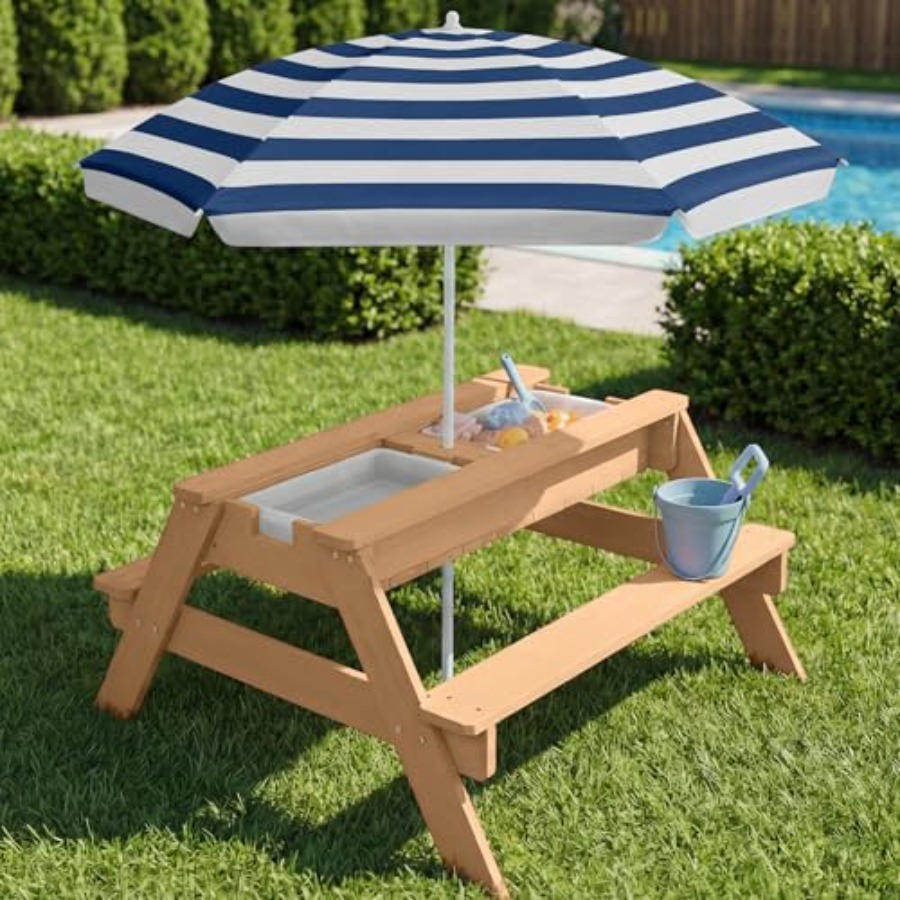 Детский уличный стол для пикни – обзор и цена Kids Outdoor Table With Umbrella