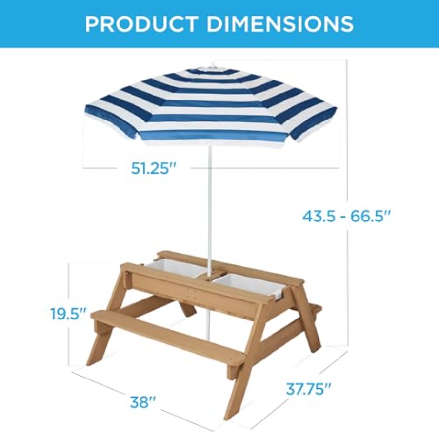 Детский уличный стол для пикни – обзор и цена Kids Outdoor Table With Umbrella