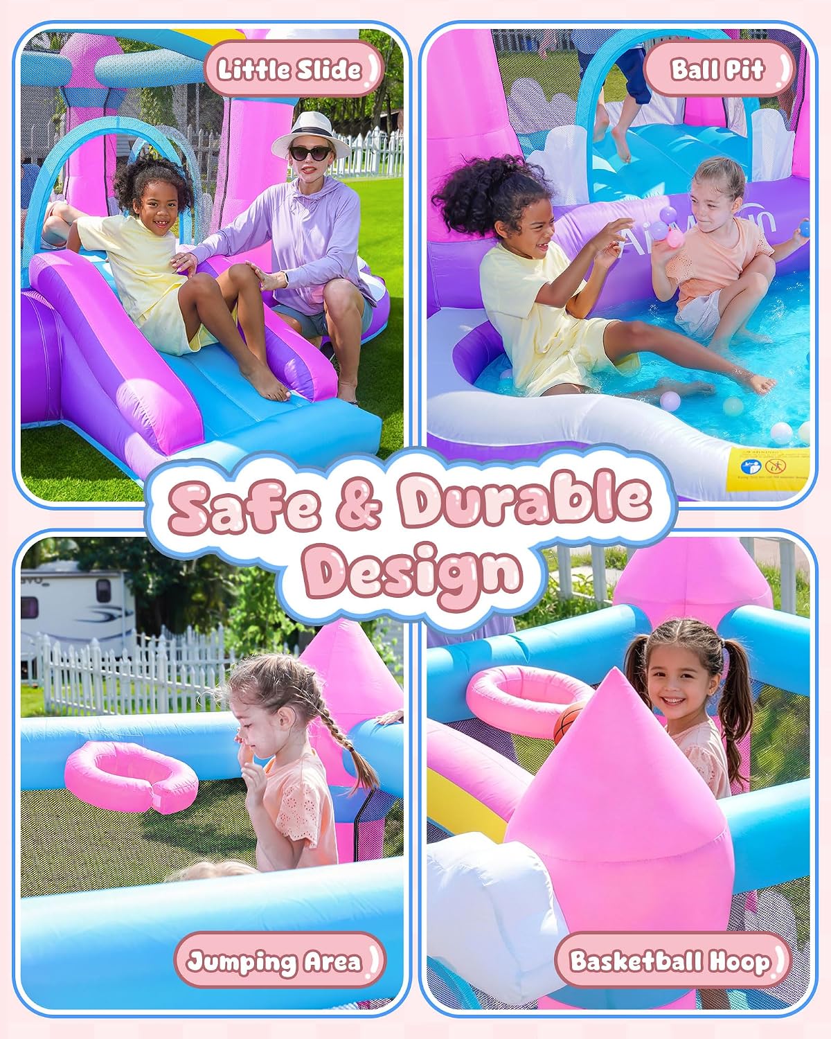 Розовый надувной батут для дет – обзор и цена Kids Outdoor Pool