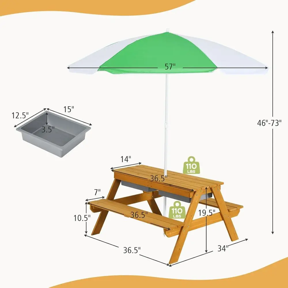 Детский столик-зонтик 3-в-1 с  – обзор и цена Kids Outdoor Table With Umbrella