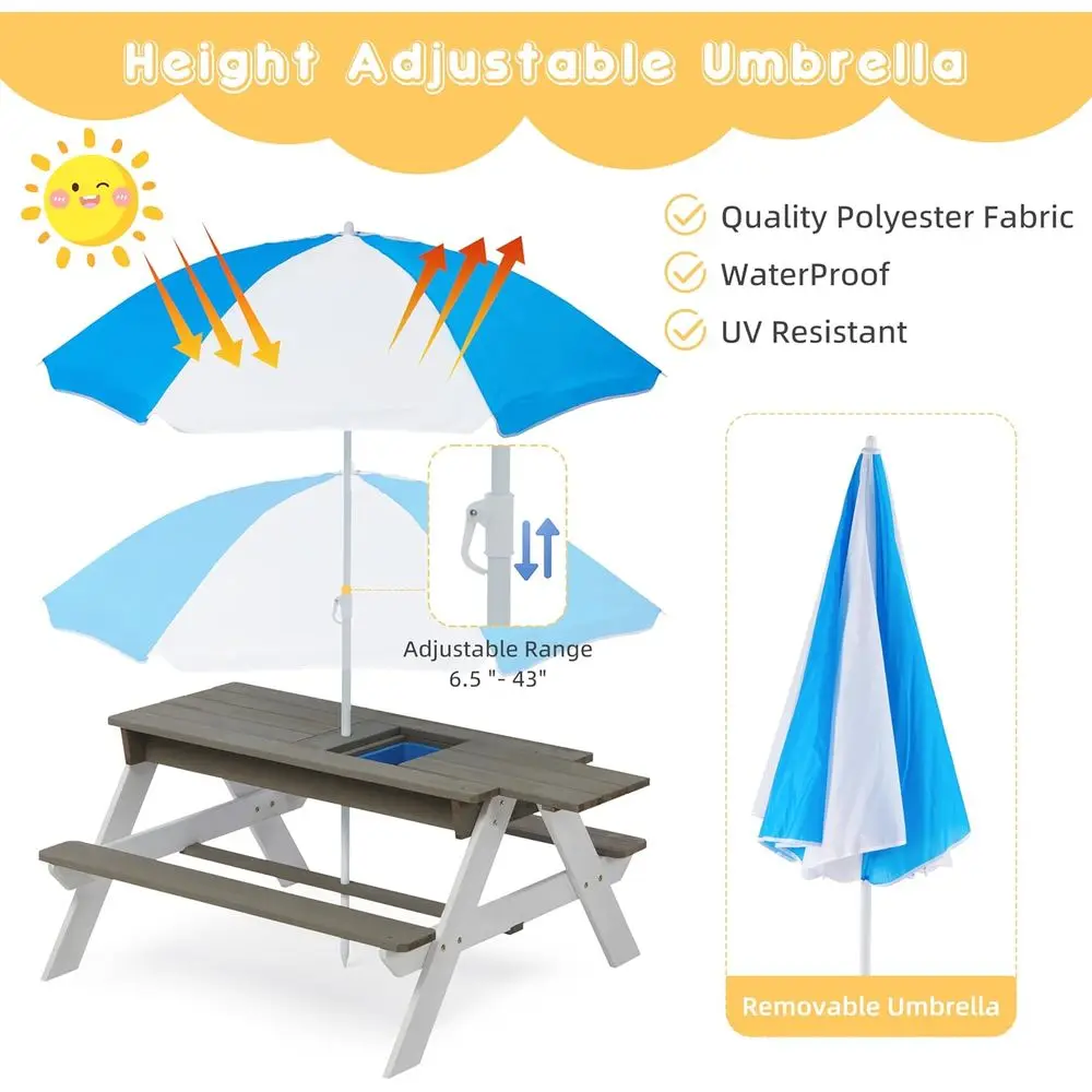 Трансформируемый деревянный ст – обзор и цена Kids Outdoor Table With Umbrella