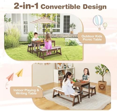 Детский стол для пикника, улич – обзор и цена Kids Outdoor Table With Umbrella