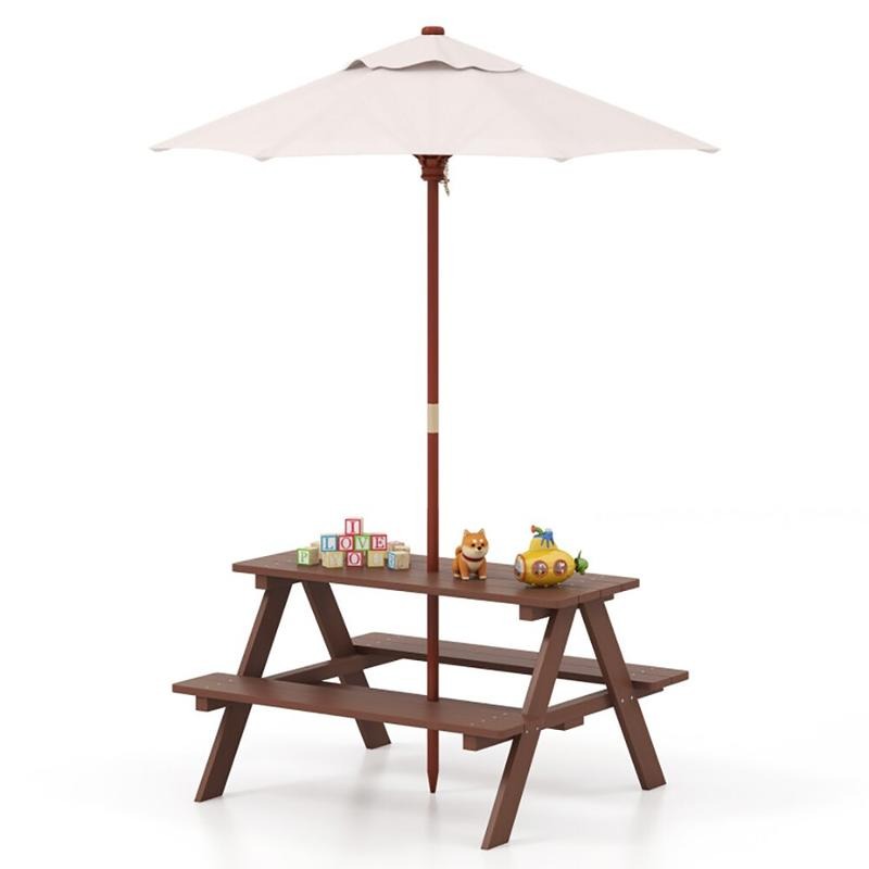 Уличный набор для пикника: 4-м – обзор и цена Kids Outdoor Table With Umbrella