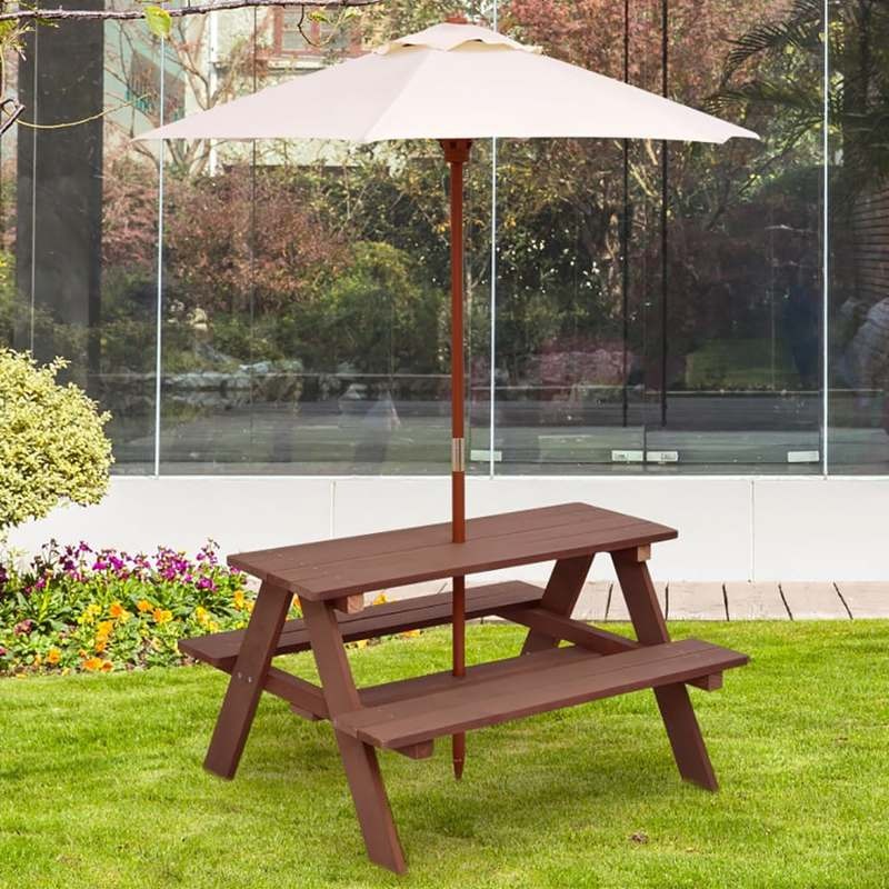 Уличный набор для пикника: 4-м – обзор и цена Kids Outdoor Table With Umbrella
