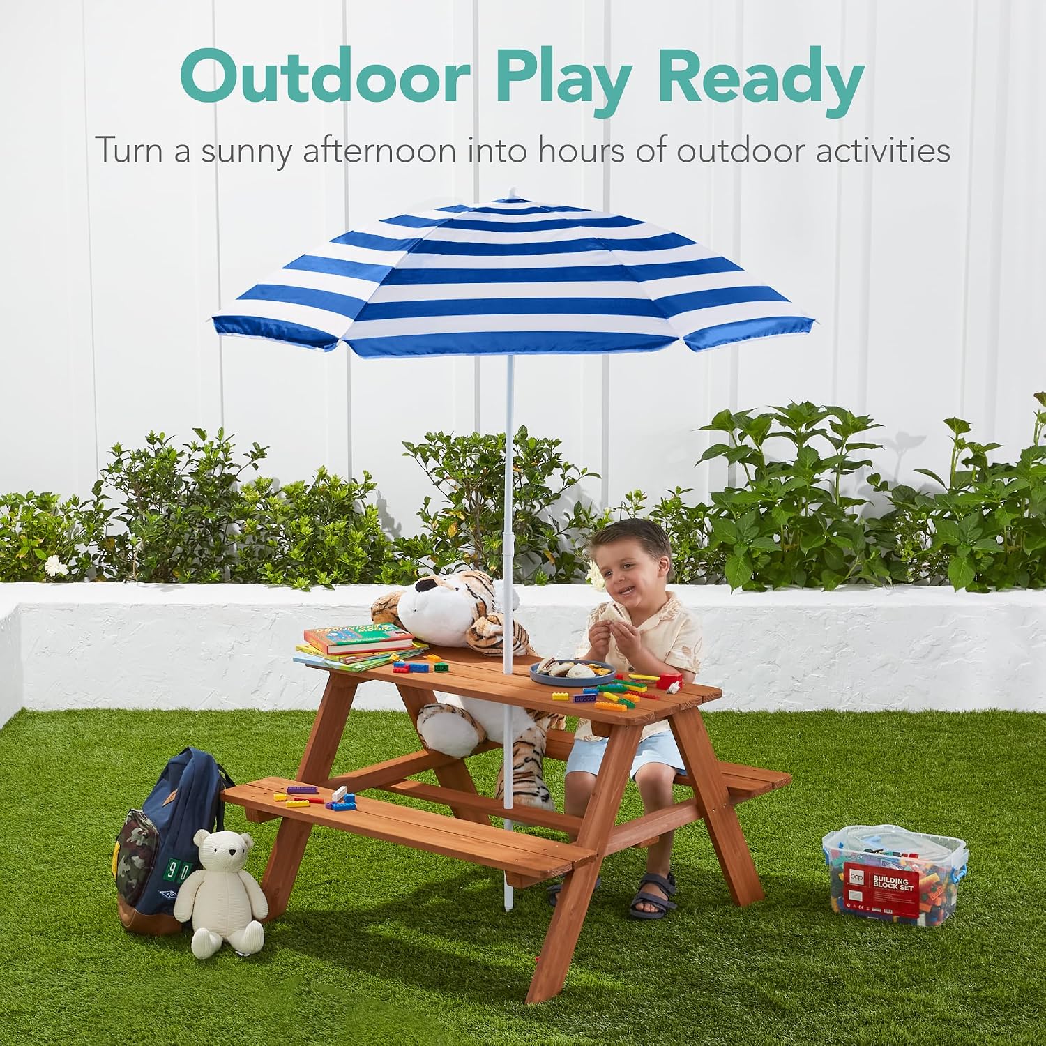Деревянный детский стол для пи – обзор и цена Kids Outdoor Table With Umbrella