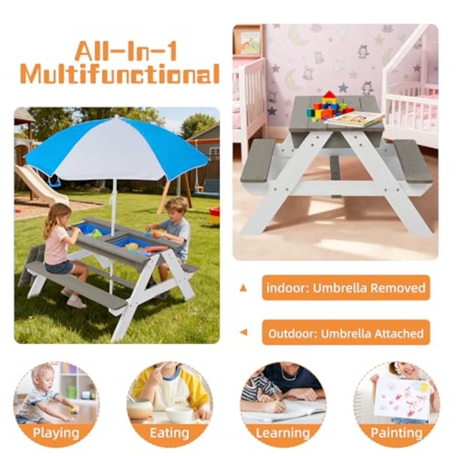 Детский столик для пикника на  – обзор и цена Kids Outdoor Table With Umbrella