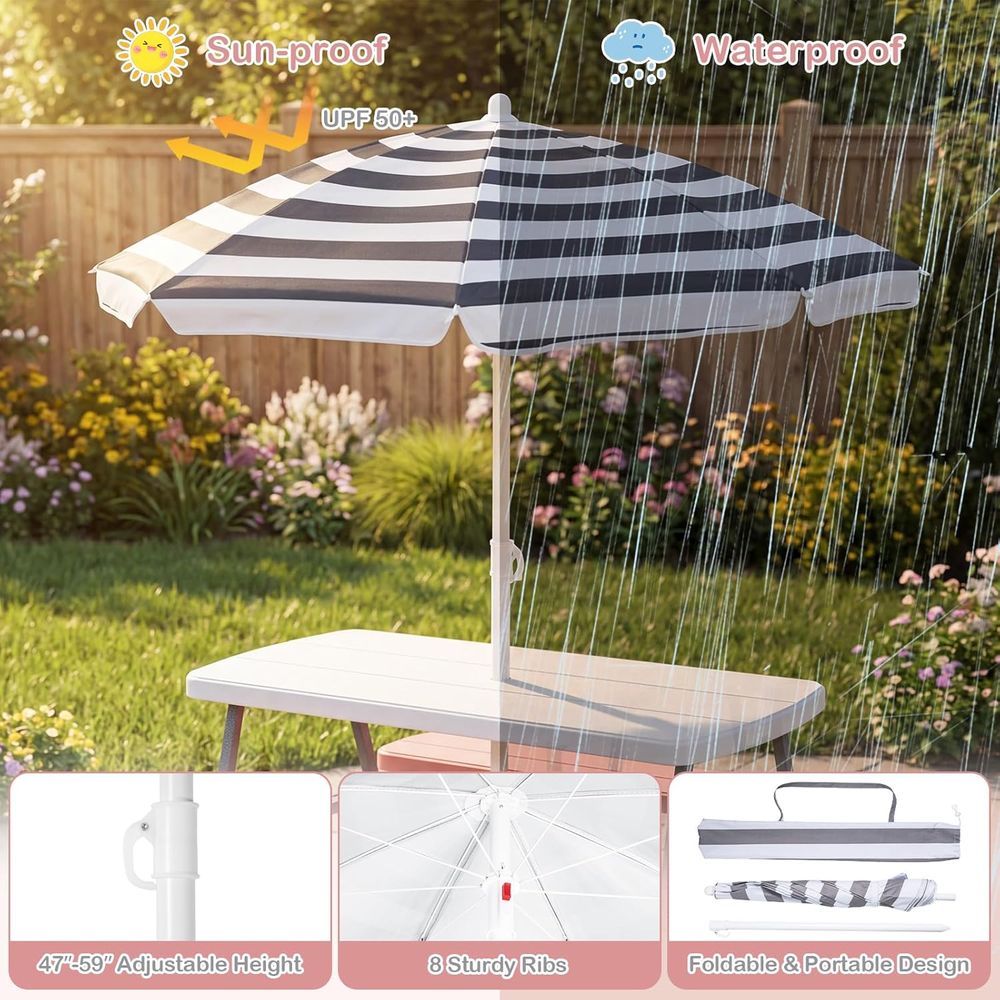 Детский стол для пикника, набо – обзор и цена Kids Outdoor Table With Umbrella